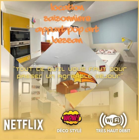 Appart Pop-Art Proche Autoroute, Plages Et Attractions, Wifi - Tv, Deco Stylee, Calme Bessan Zewnętrze zdjęcie